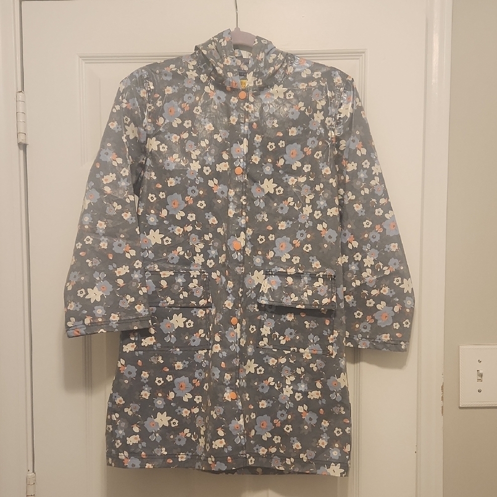 PLUIE PLUIE Girl Floral Patterned Raincoat Size 9/10